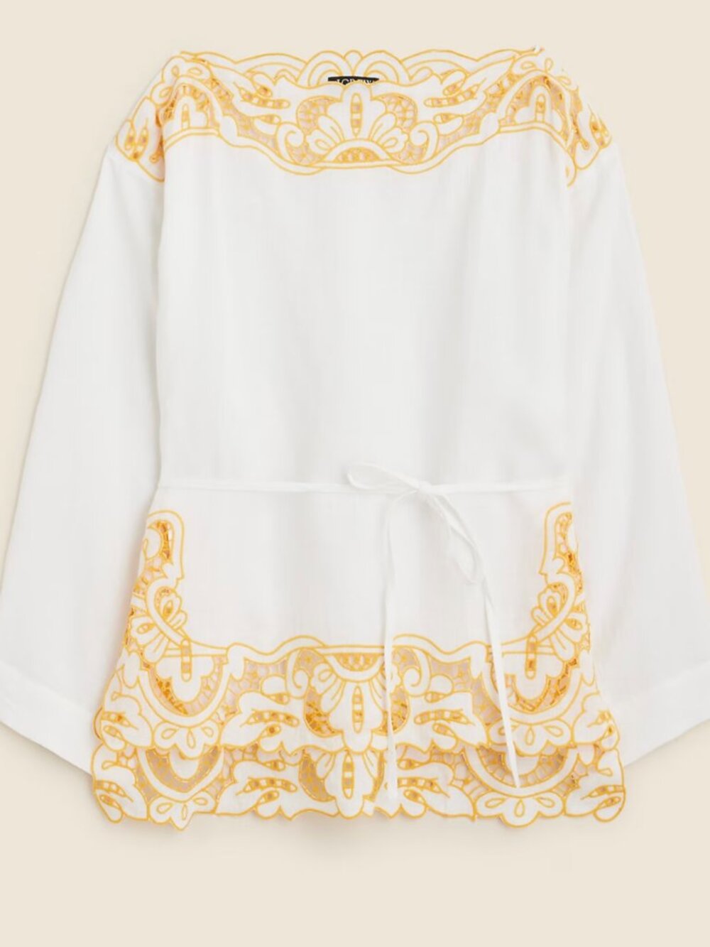 J. Crew | 100% Linen Cutwork Embroidered Top in White and Yellow NWT - Picture 4 of 5
